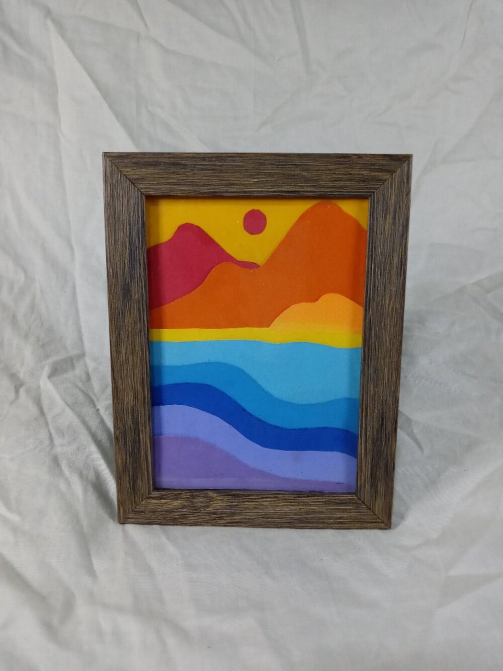 Handmade Framed Boho Colorful Landscape 3D Art/ Artwork *NEW*